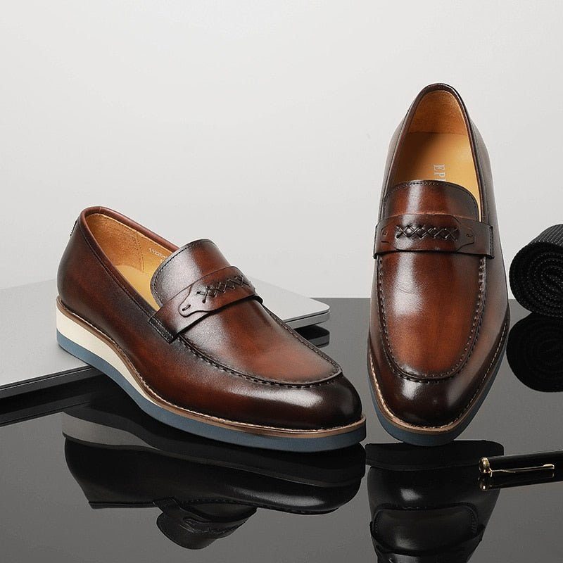 Mænds Loafers Distinguished Læder Eksotisk Business Bryllup Slip-on - Kaffe