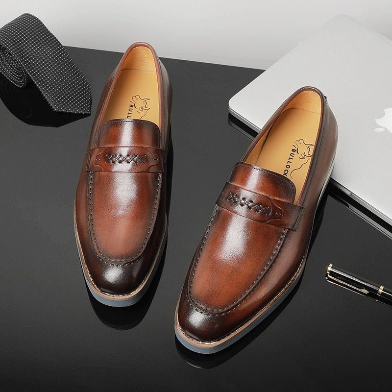 Mænds Loafers Distinguished Læder Eksotisk Business Bryllup Slip-on - Kaffe