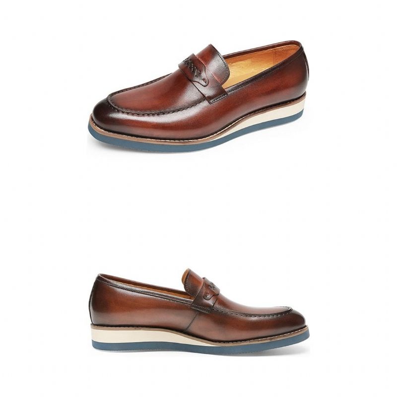 Mænds Loafers Distinguished Læder Eksotisk Business Bryllup Slip-on - Kaffe