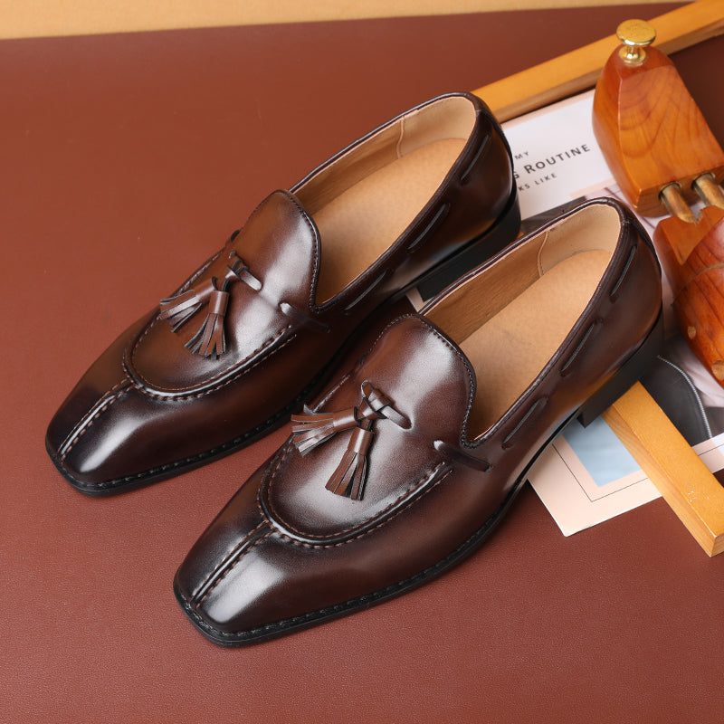 Mænds Loafers Sunshine Tassel Designer Brudekjolesko - Kaffe