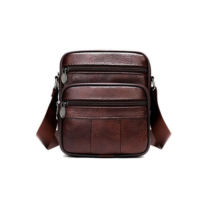 Mænds Skuldertasker Luksus Eksotisk Læder Flap Crossbody Messenger Taske - Kaffe 3