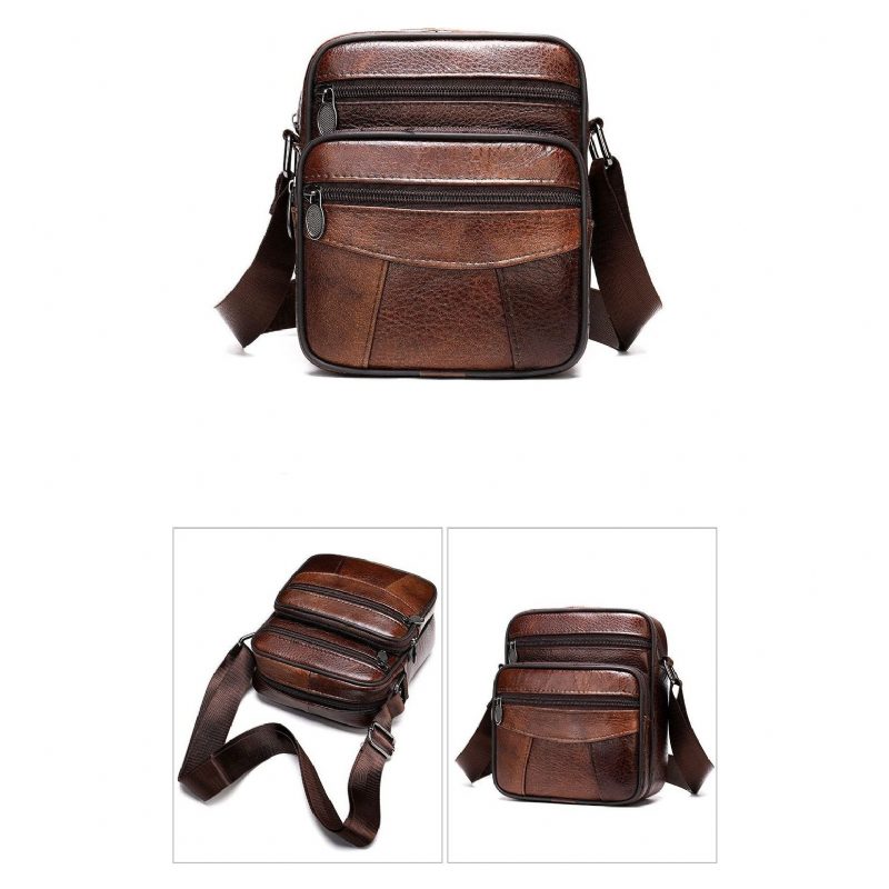 Mænds Skuldertasker Luksus Eksotisk Læder Flap Crossbody Messenger Taske - Brun