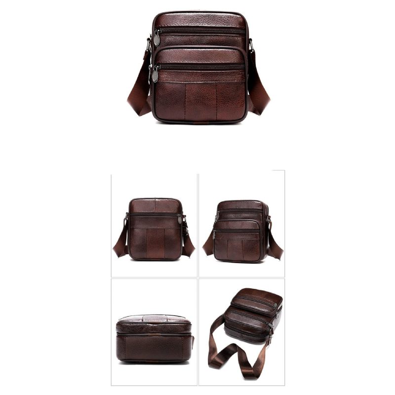 Mænds Skuldertasker Luksus Eksotisk Læder Flap Crossbody Messenger Taske - Kaffe 1