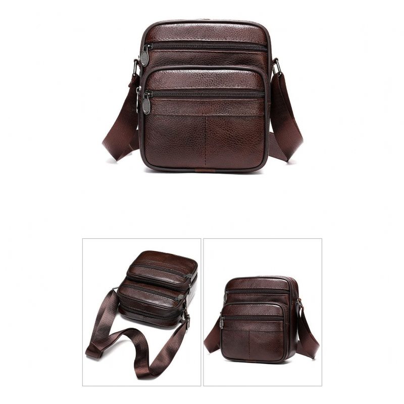 Mænds Skuldertasker Luksus Eksotisk Læder Flap Crossbody Messenger Taske - Kaffe 1