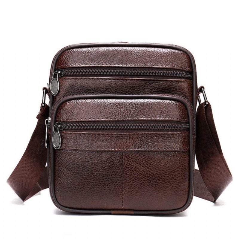 Mænds Skuldertasker Luksus Eksotisk Læder Flap Crossbody Messenger Taske - Kaffe 3