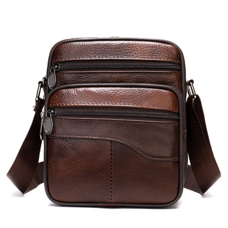 Mænds Skuldertasker Luksus Eksotisk Læder Flap Crossbody Messenger Taske - Kaffe 3