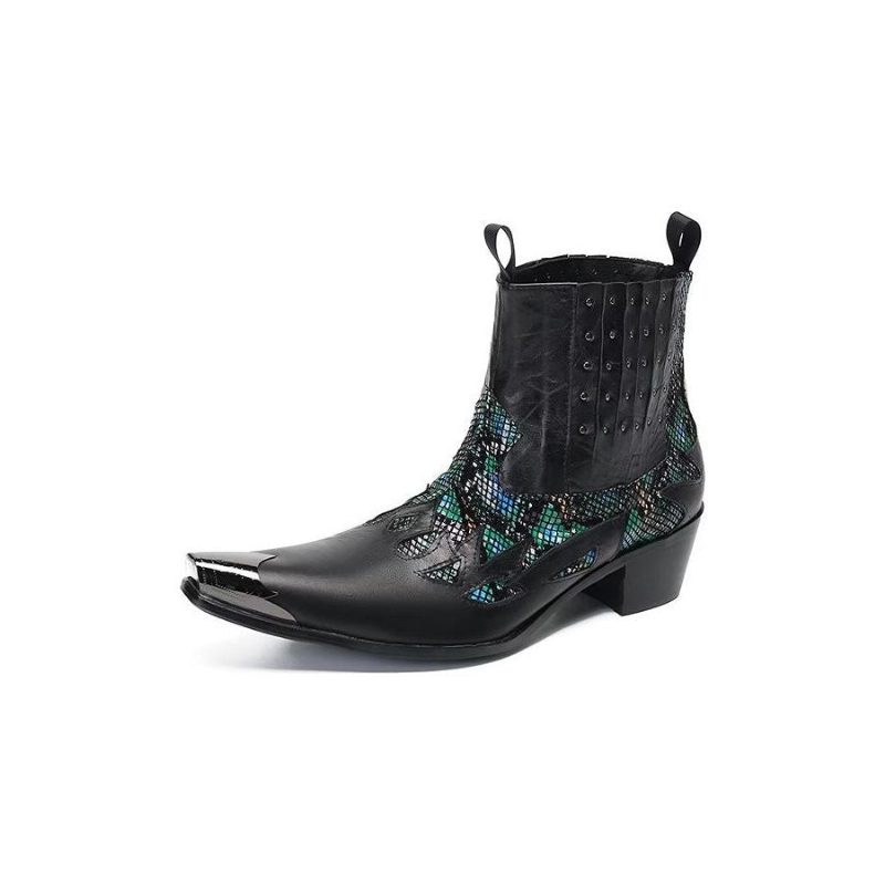 Mænds Støvler Ægte Læder Exotic Texture Dress Boots