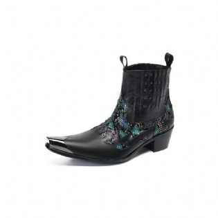 Mænds Støvler Ægte Læder Exotic Texture Dress Boots