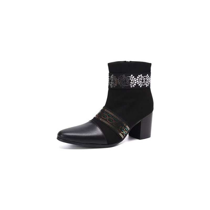 Mænds Støvler Exotic Texture Dress Boots - Sort