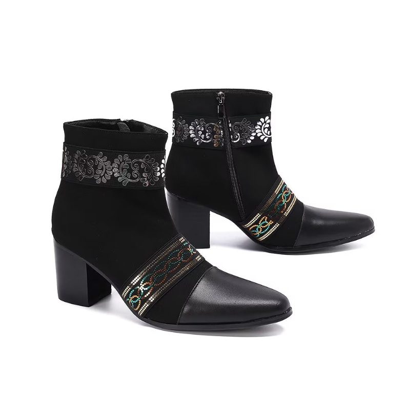 Mænds Støvler Exotic Texture Dress Boots - Sort