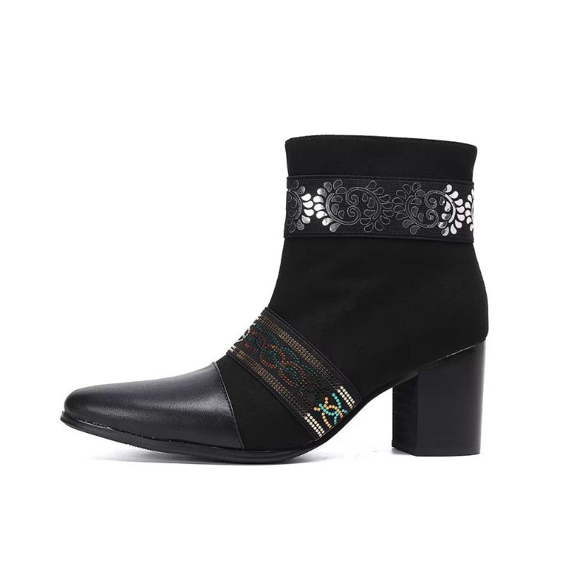 Mænds Støvler Exotic Texture Dress Boots - Sort