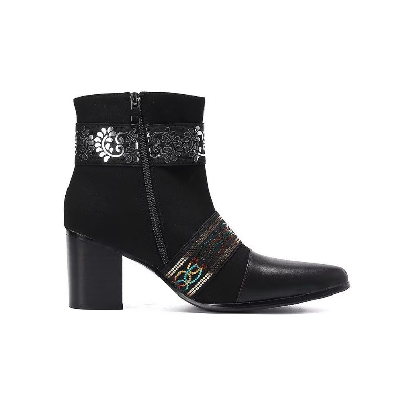 Mænds Støvler Exotic Texture Dress Boots - Sort