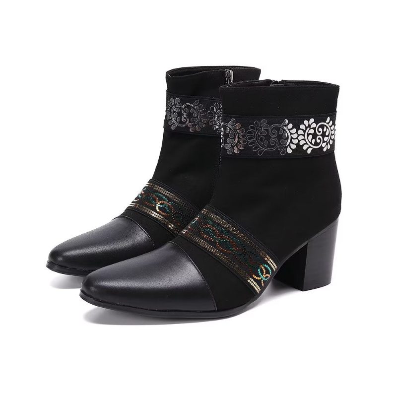 Mænds Støvler Exotic Texture Dress Boots - Sort