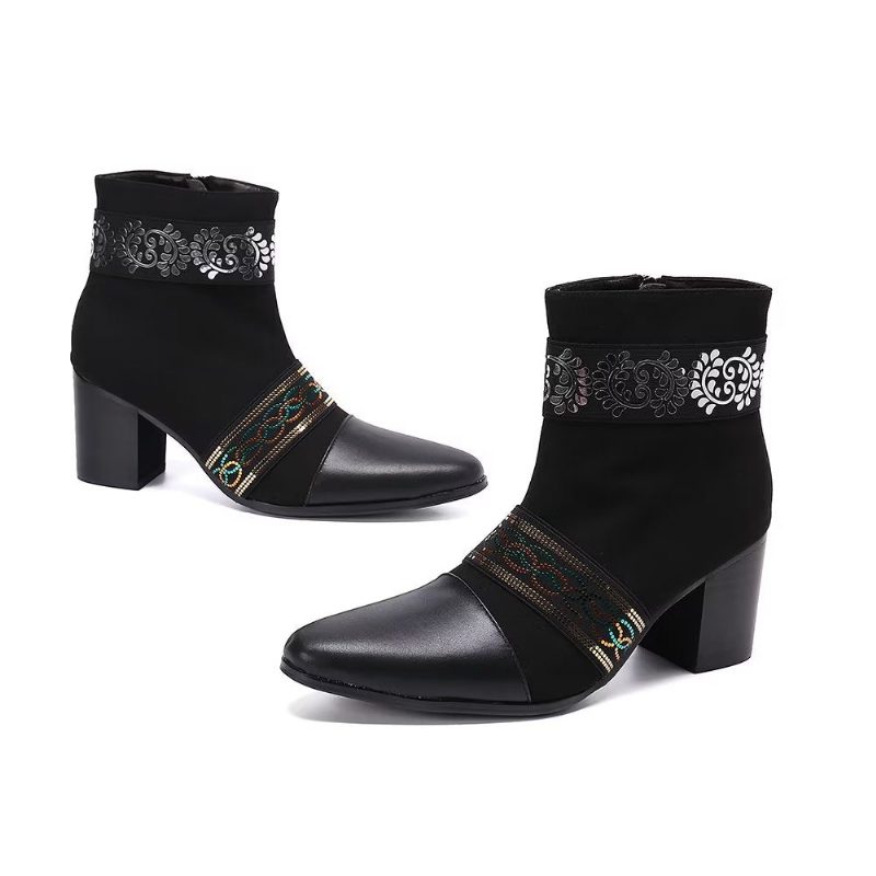 Mænds Støvler Exotic Texture Dress Boots - Sort