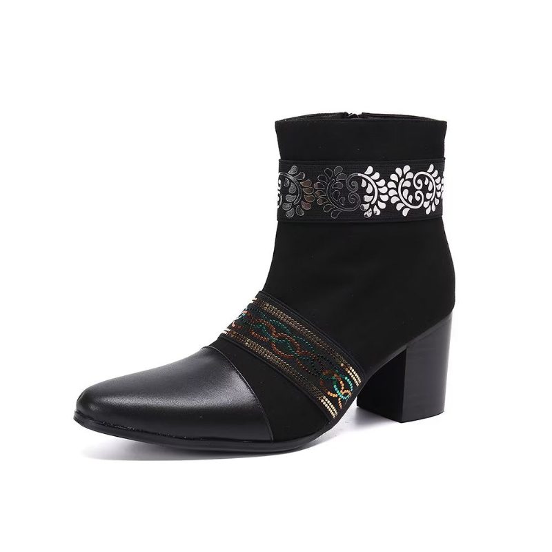 Mænds Støvler Exotic Texture Dress Boots - Sort