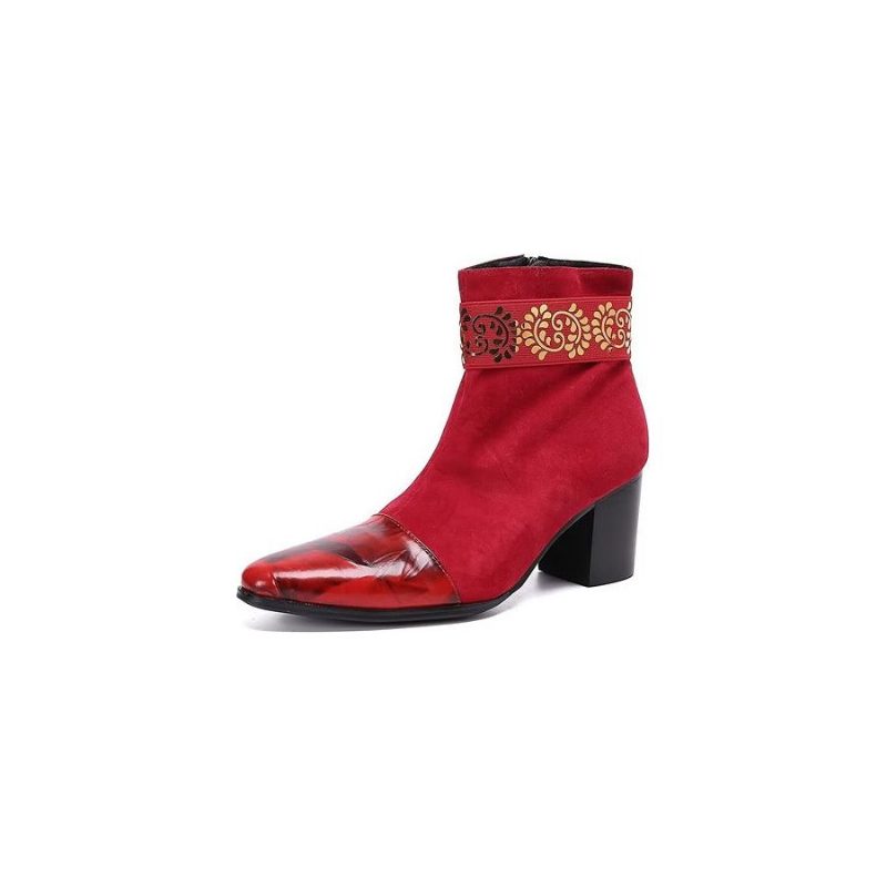 Mænds Støvler Exotic Texture Dress Boots - Rød