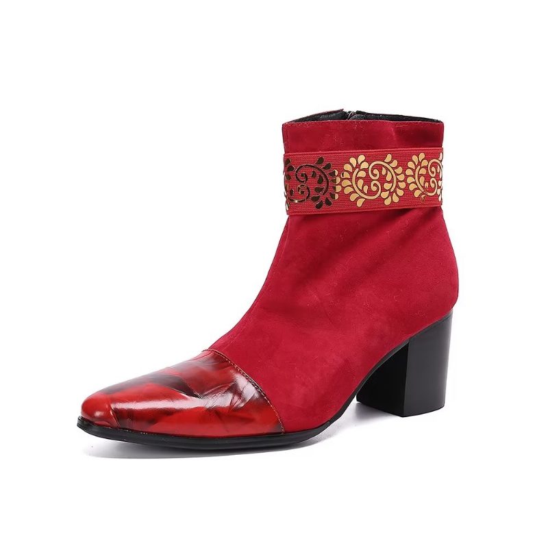 Mænds Støvler Exotic Texture Dress Boots - Rød