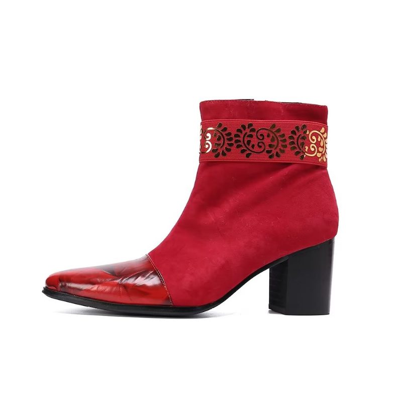 Mænds Støvler Exotic Texture Dress Boots - Rød