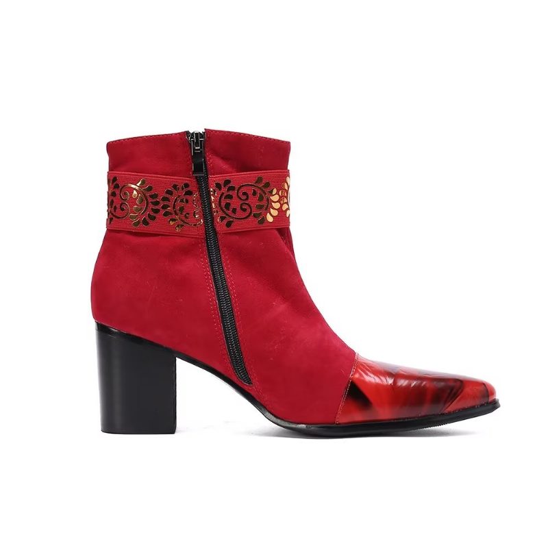 Mænds Støvler Exotic Texture Dress Boots - Rød