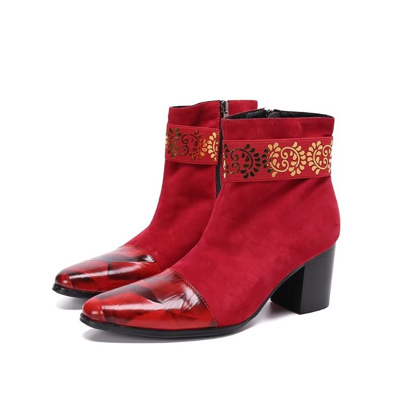 Mænds Støvler Exotic Texture Dress Boots - Rød