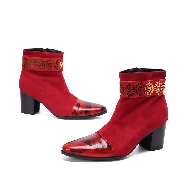 Mænds Støvler Exotic Texture Dress Boots - Rød