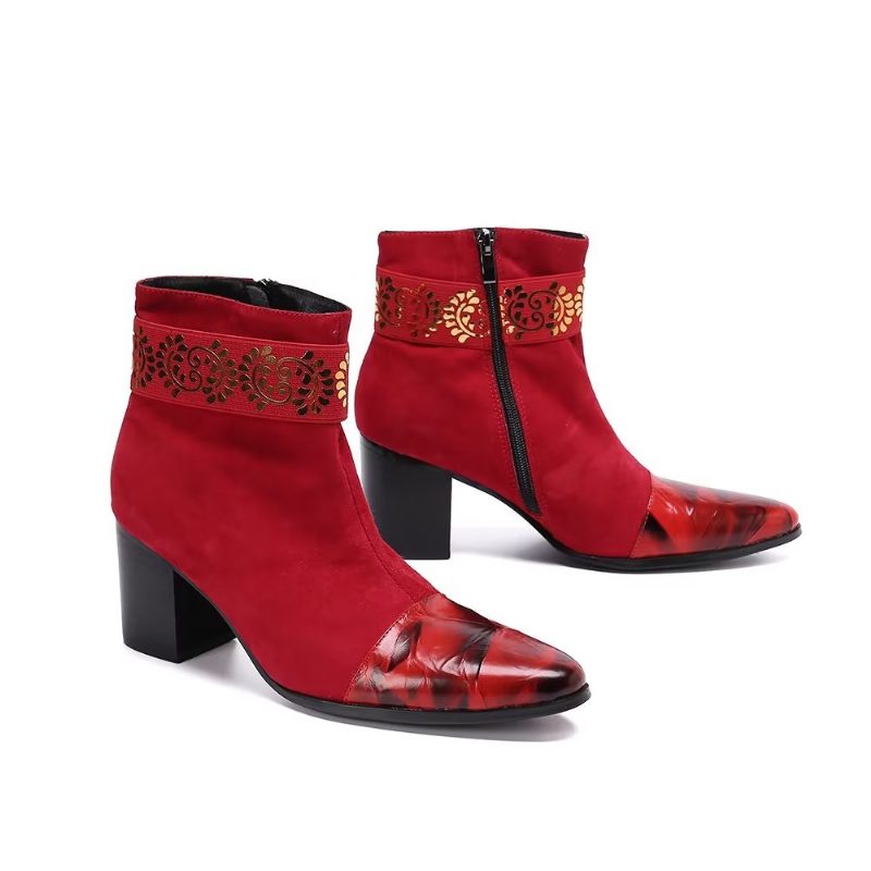 Mænds Støvler Exotic Texture Dress Boots - Rød