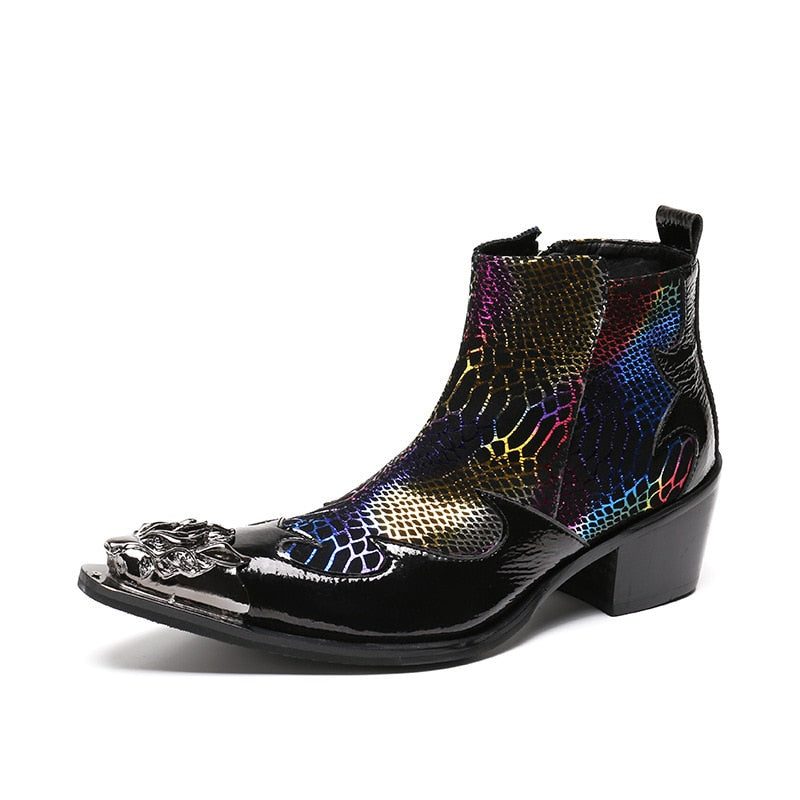 Mænds Støvler Snakeskin Luxury Metal Toe Party Loafers - Multi-Farve