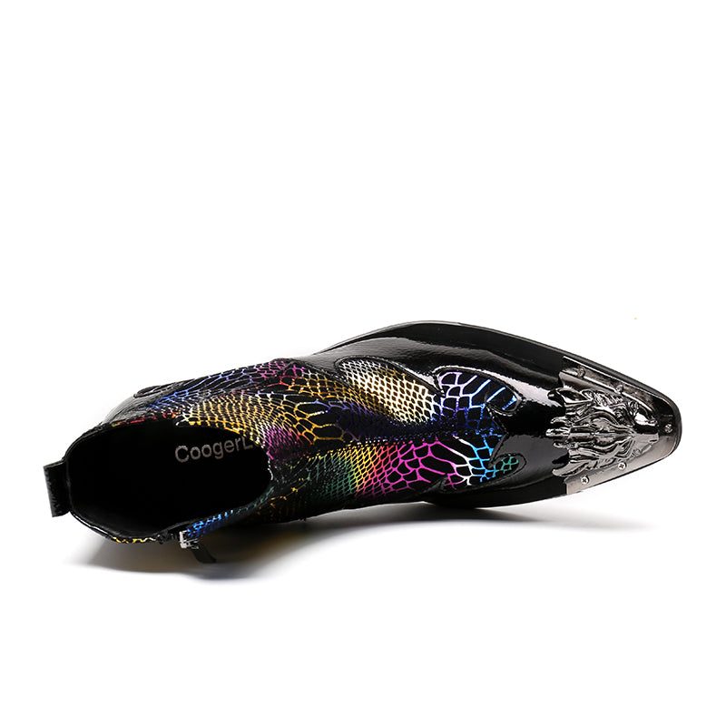 Mænds Støvler Snakeskin Luxury Metal Toe Party Loafers - Multi-Farve