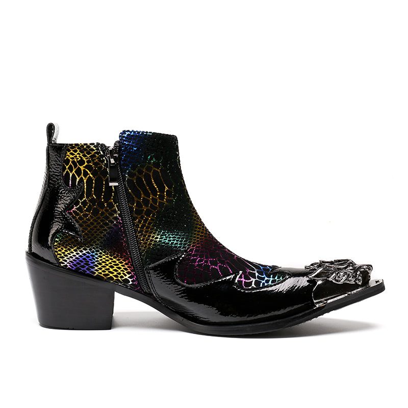 Mænds Støvler Snakeskin Luxury Metal Toe Party Loafers - Multi-Farve