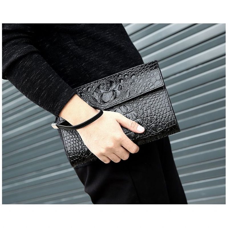 Mænds Tegnebøger Horn Tilbage Præget Mønster Clutch - Sort