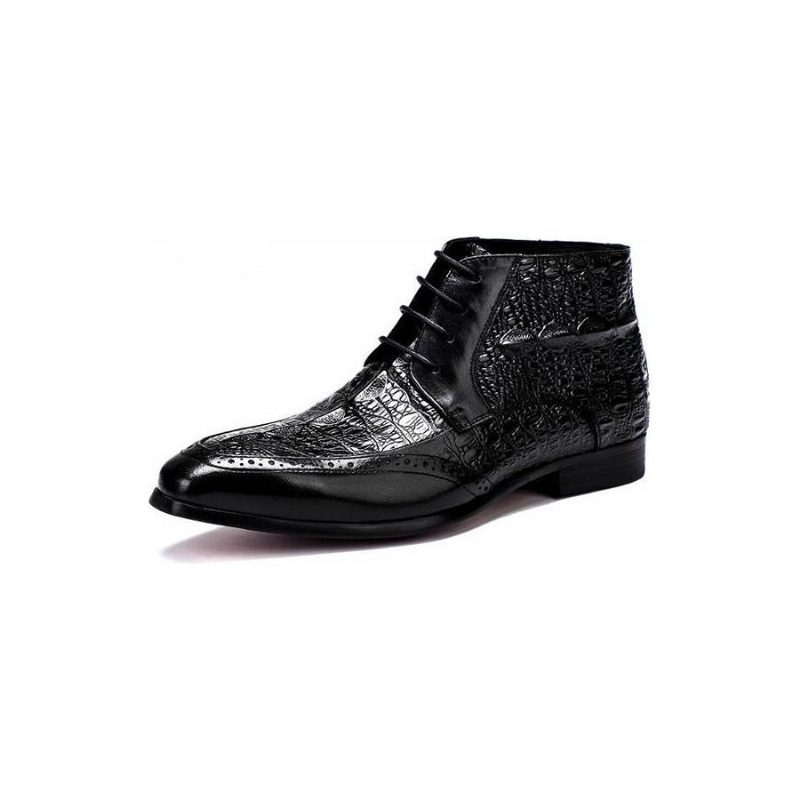 Mændsstøvler Croc Texture Ankelsnøre Brogue-støvler